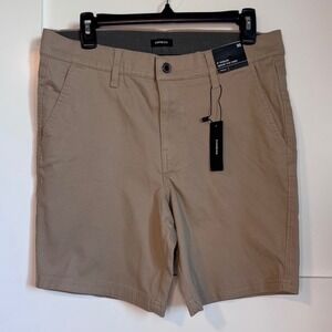 NWT Express Men's Size 30 Muted Khaki Shorts Stretch Above the Knee Cotton Blend